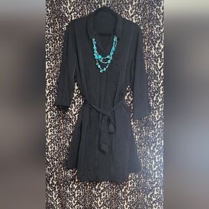 HALARA Black V-Neck 3/4 Sleeve Dress